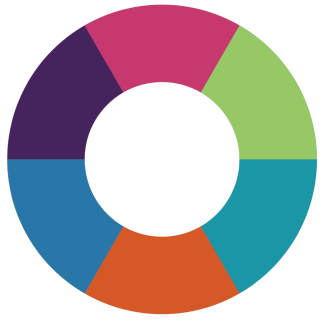 Wheel of colors - pink, green, turquoise, orange, blue and purple